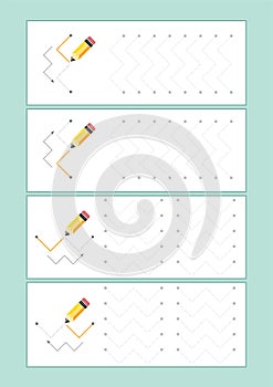 Tracing Lines vector for preschool or kindergarten and special Education. Tracing Lines for developing fineÂ motor skills